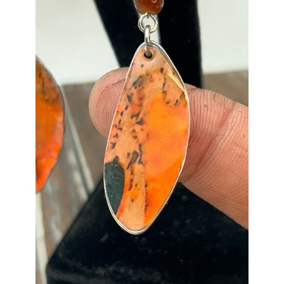 Women's Metal Orange Dangle Drop Earring Boho GUC - Picture 4 of 5